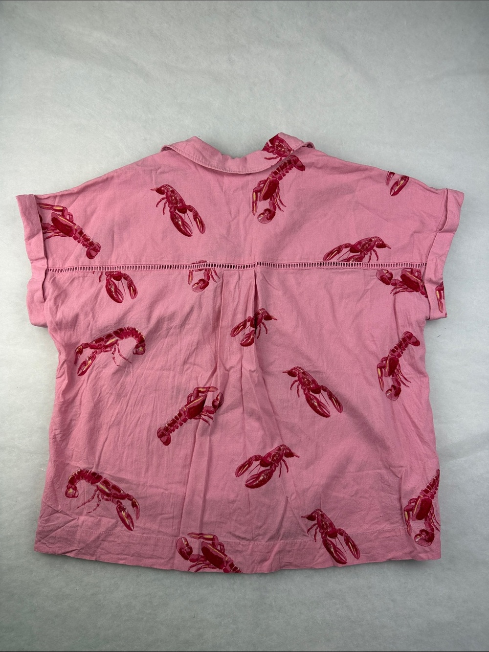 Pink Lobster Linen Viscous Print Button-Down Shirt SzXL - Picture 9 of 12